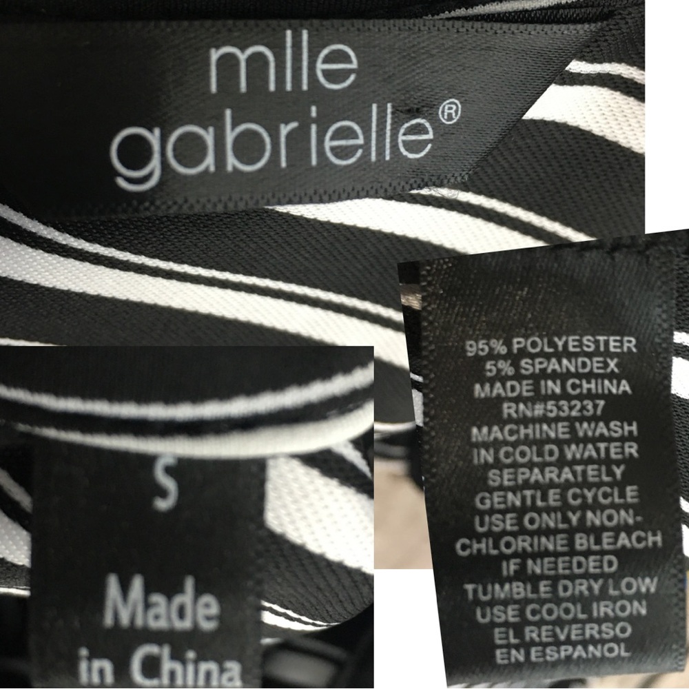 Mlle Gabrielle Black White Striped Stretch Button Down Shirt Dress size  Small - Picture 15 of 16